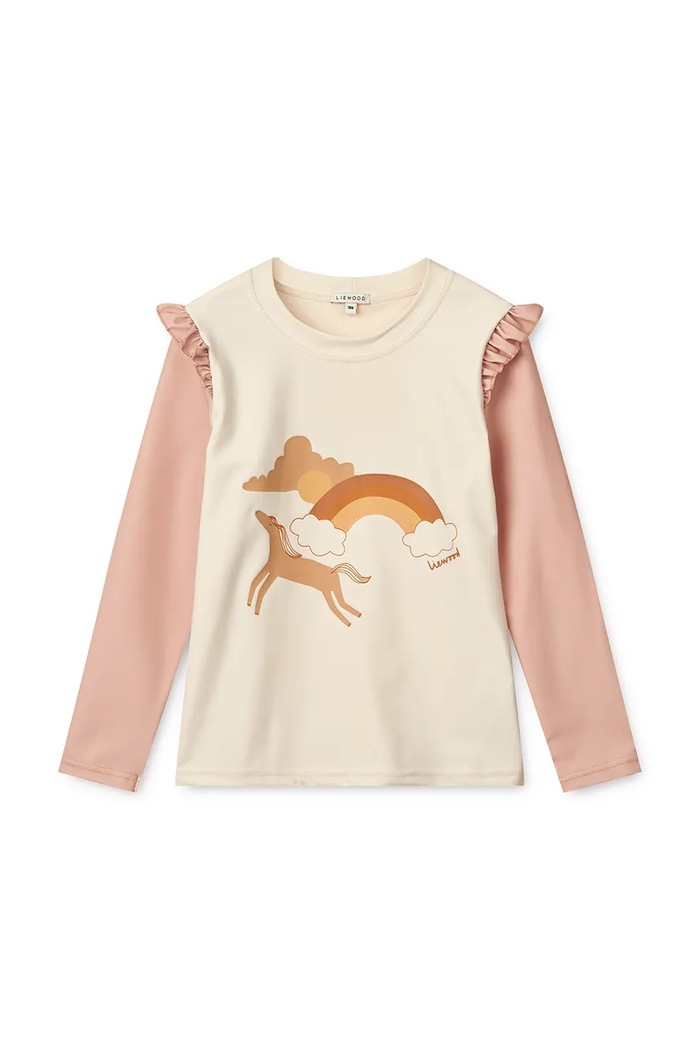 Детски бански с дълги ръкави Liewood Tenley Placement Swim Tee горнище оранжев LW19007