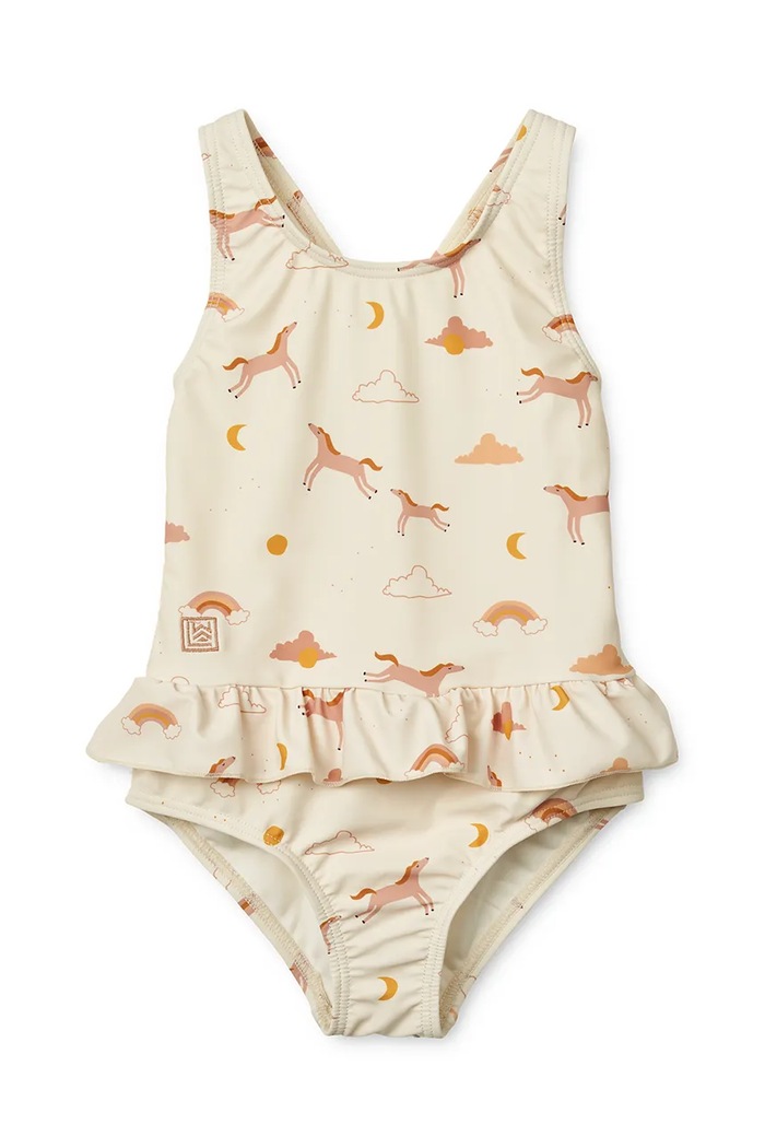 Liewood Ολόσωμο παιδικό μαγιό Liewood Amara Printed Swimsuit μπεζ LW19983