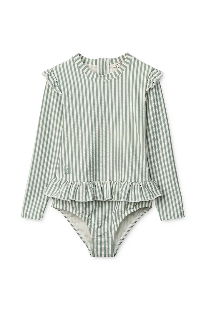 Jednodílné plavky pro miminko Liewood Sille Baby Seersucker Swimsuit měkké zelená LW20191