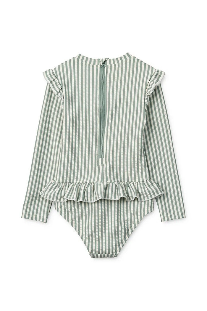 Jednodílné plavky pro miminko Liewood Sille Baby Seersucker Swimsuit LW20191 zelená SS25