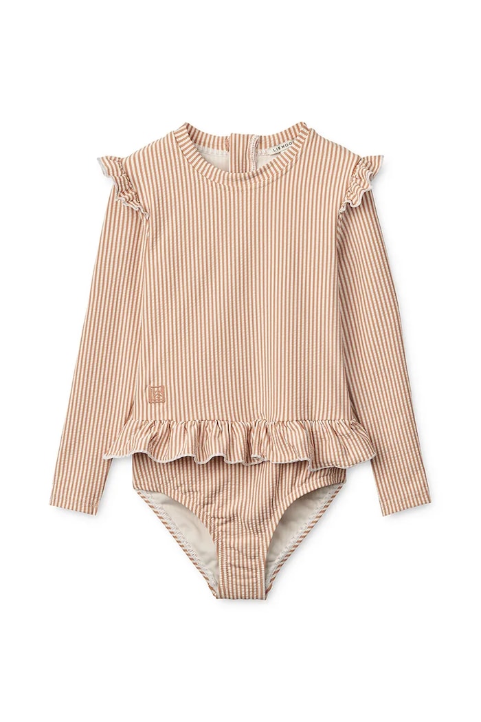 Jednodílné plavky pro miminko Liewood Sille Baby Seersucker Swimsuit měkké oranžová LW20191