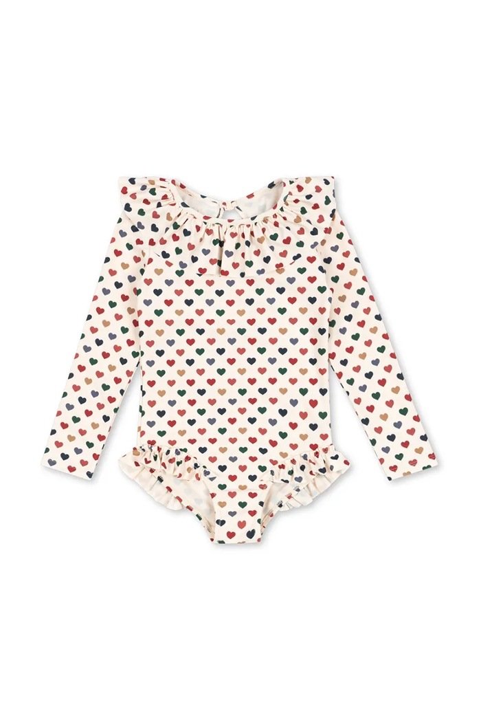 Konges Sløjd jednoczęściowy strój kąpielowy dziecięcy MANUCA LS SWIMSUIT GRS miękka beżowy KS102514