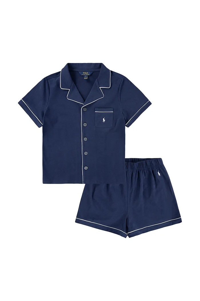 Детска памучна пижама Polo Ralph Lauren комплект тъмносин 4P0241