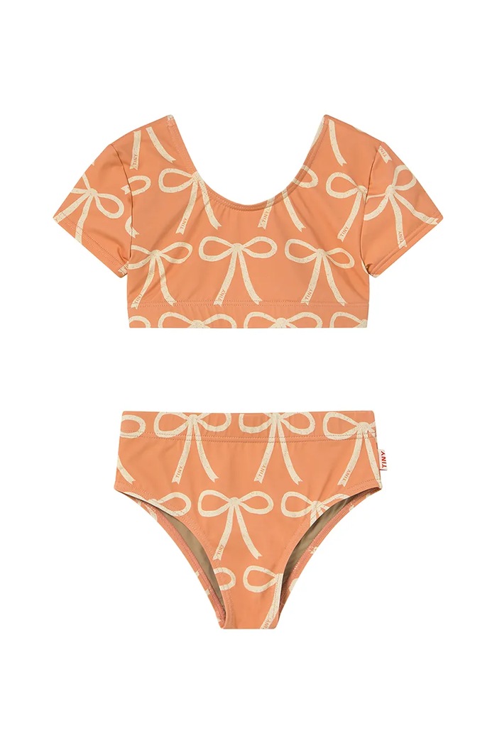 Детски бански от две части Tinycottons BOWS SWIM SET SS25.271 оранжев SS25