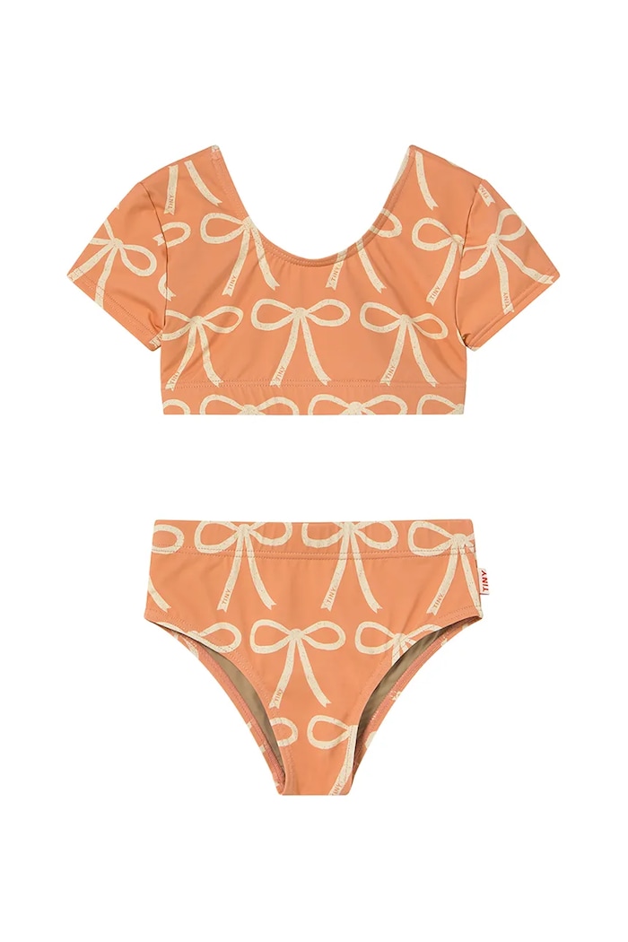 Детски бански от две части Tinycottons BOWS SWIM SET SS25.271 оранжев SS25