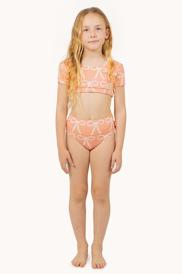 Детски бански от две части Tinycottons BOWS SWIM SET оранжев SS25.271