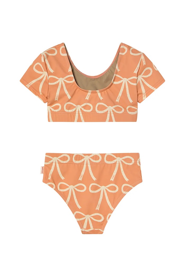 Момиче Детски бански от две части Tinycottons BOWS SWIM SET SS25.271 оранжев