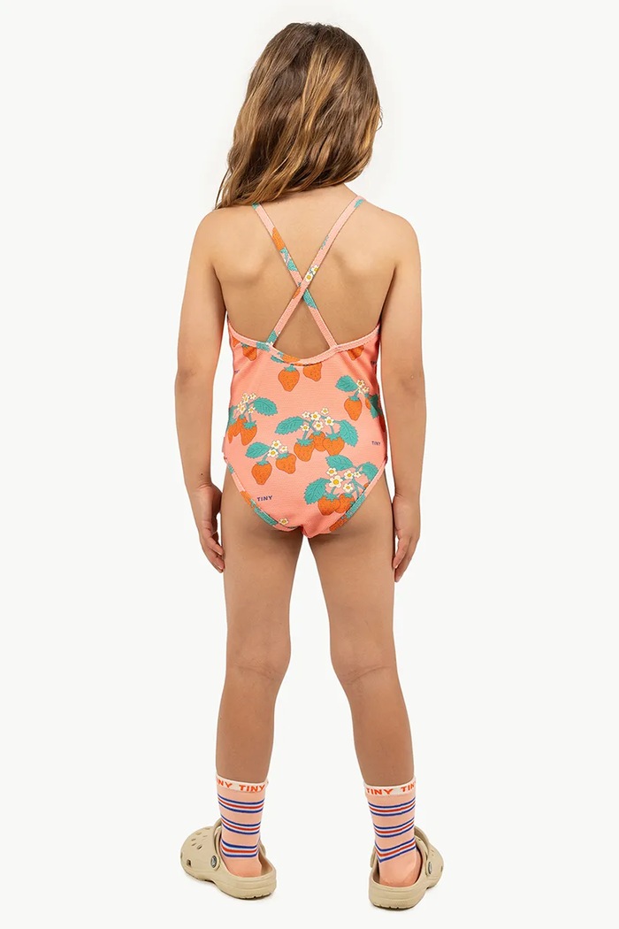 Tinycottons jednoczęściowy strój kąpielowy dziecięcy STRAWBERRIES SWIMSUIT różowy SS25.291