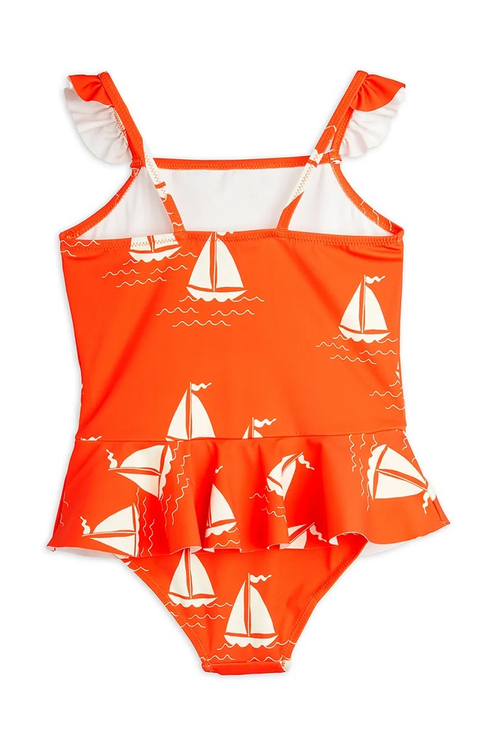 Jednodielne detské plavky Mini Rodini Sailing boats 2528010042 oranžová SS25