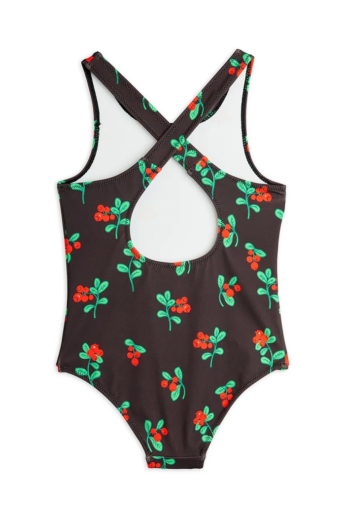 Jednodílné dětské plavky Mini Rodini Lingonberries 2528010199 černá SS25