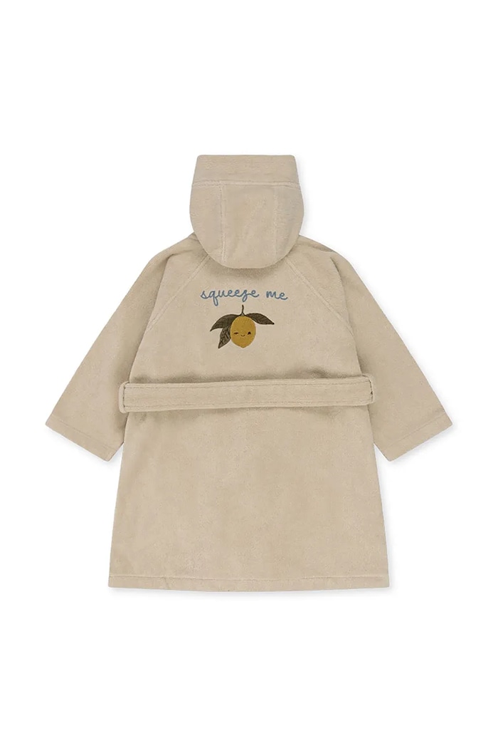 Konges Sløjd Halat de baie din bumbac pentru copii TERRY BATHROBE EMBROIDERY GOTS bej KS103319