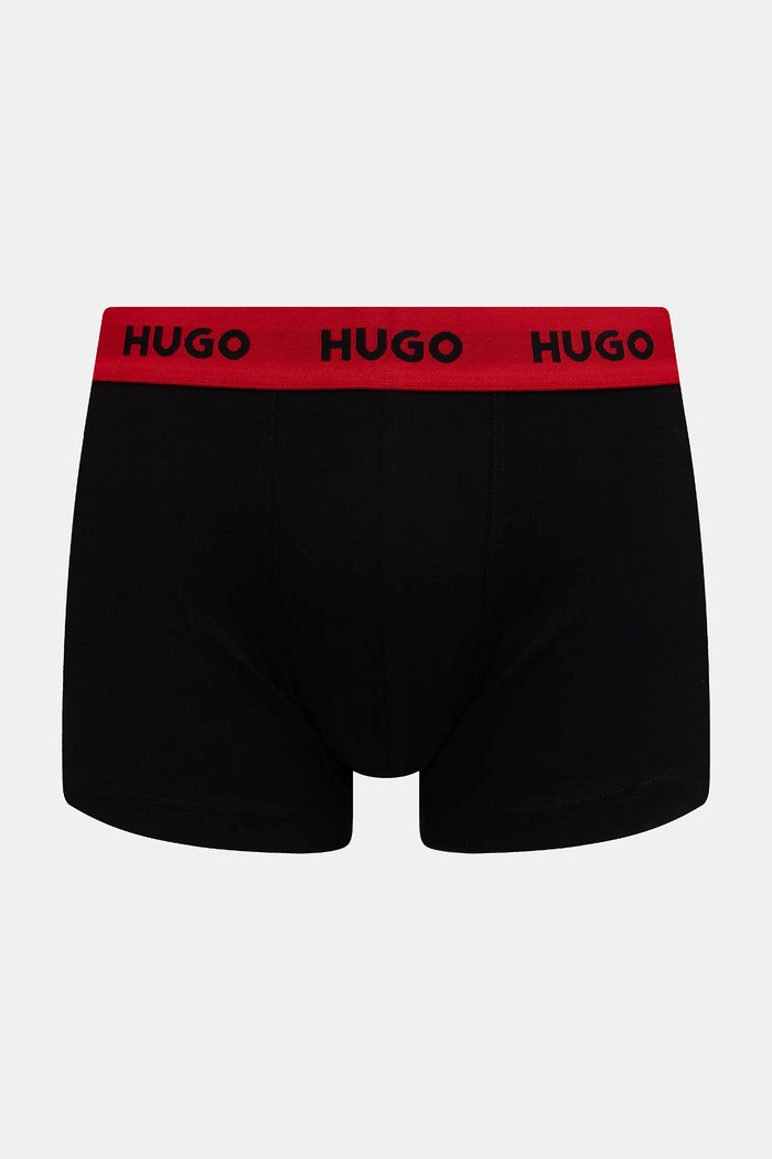 HUGO boxeri bărbați din bumbac cu elastan TRIPLET DESIGN pachet de 3 rosu 50532550