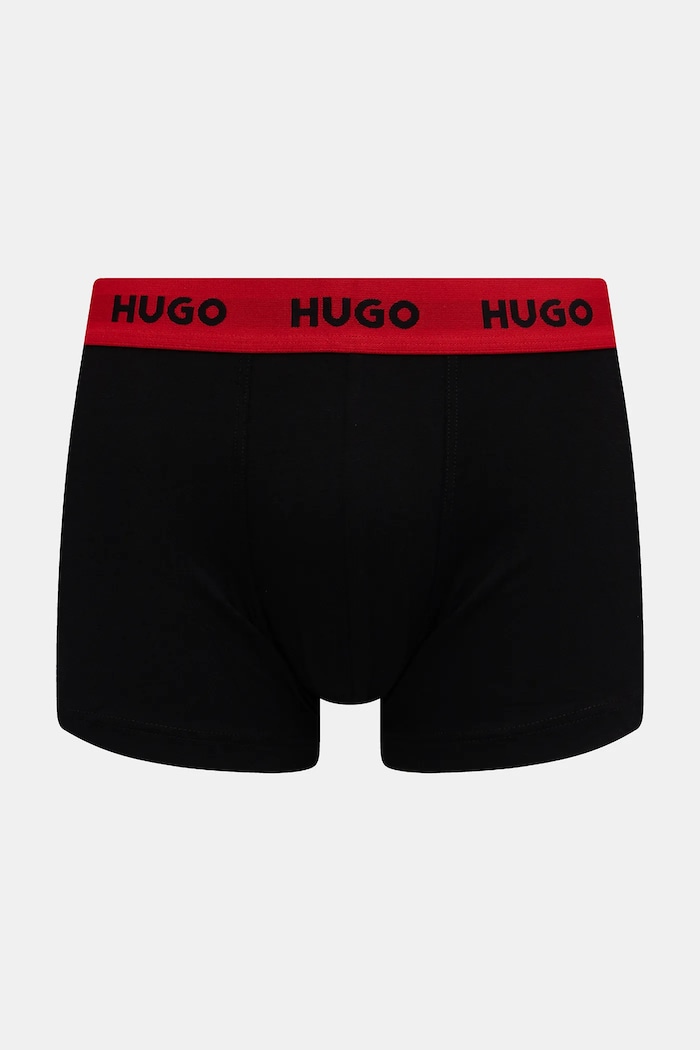 HUGO boxeri bărbați din bumbac cu elastan TRIPLET DESIGN pachet de 3 rosu 50532550