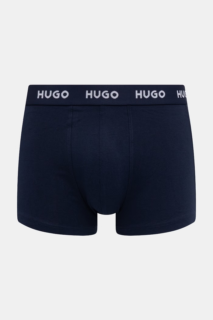 HUGO boxerky pánske bavlnené s elastanom TRIPLET DESIGN 3-pak modrá 50532550