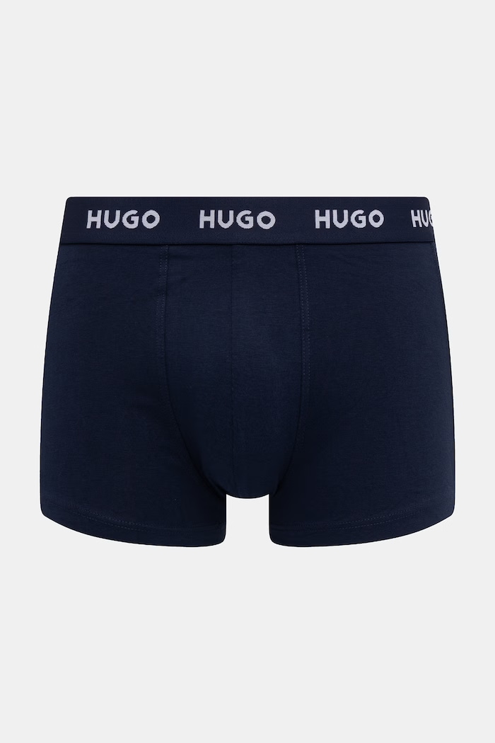 HUGO boxerky pánske bavlnené s elastanom TRIPLET DESIGN 3-pak modrá 50532550