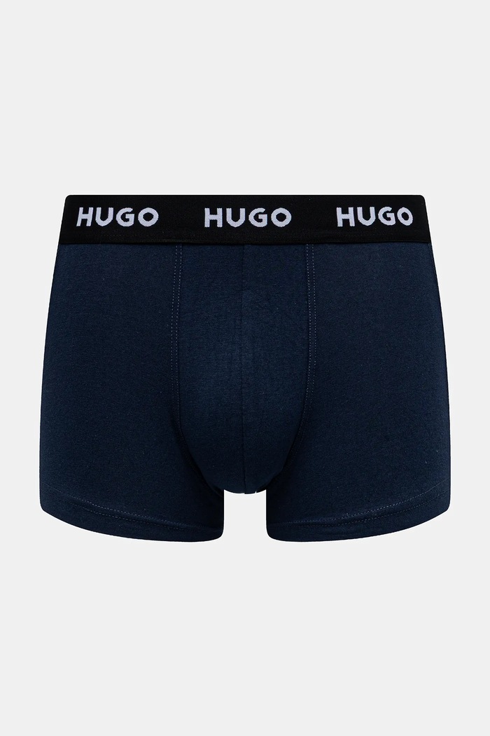 HUGO boxerky pánske bavlnené s elastanom TRIPLET DESIGN 3-pak tmavomodrá 50532550