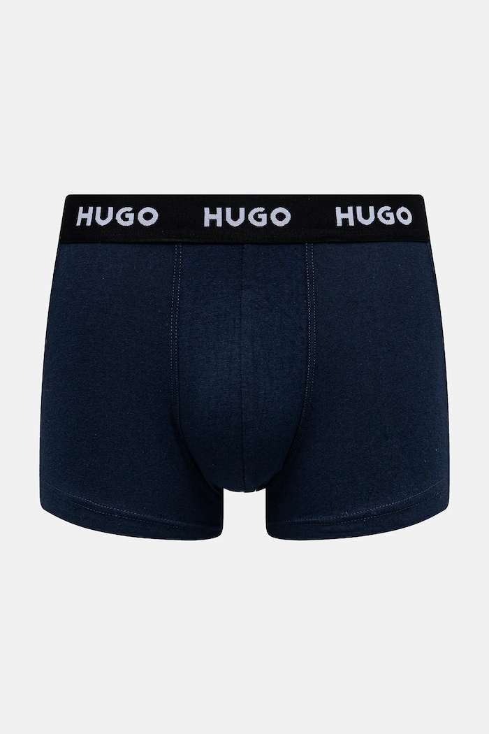 HUGO boxerky pánske bavlnené s elastanom TRIPLET DESIGN 3-pak tmavomodrá 50532550