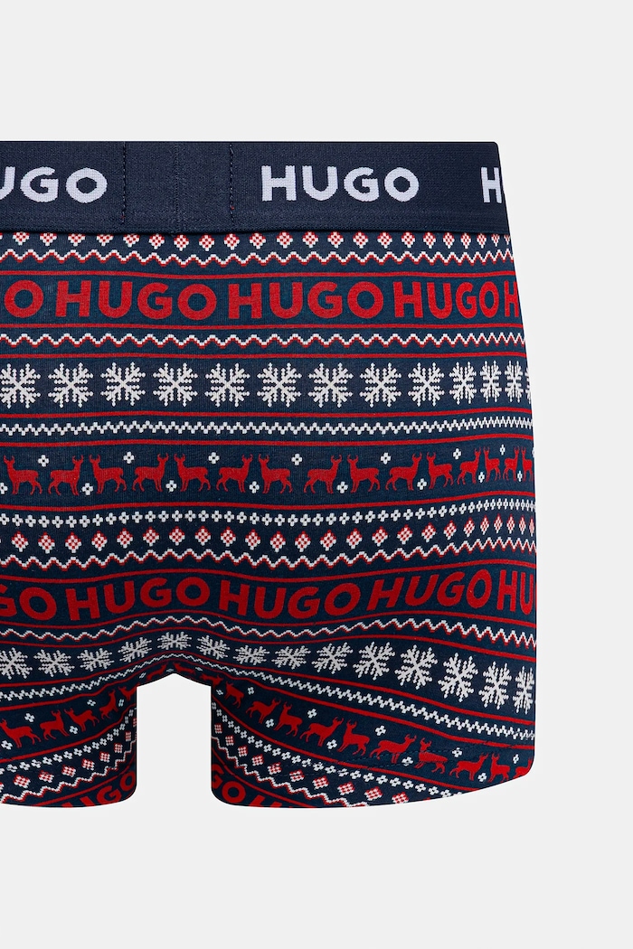 HUGO boxerky pánske bavlnené s elastanom TRIPLET DESIGN 3-pak 50532550 tmavomodrá