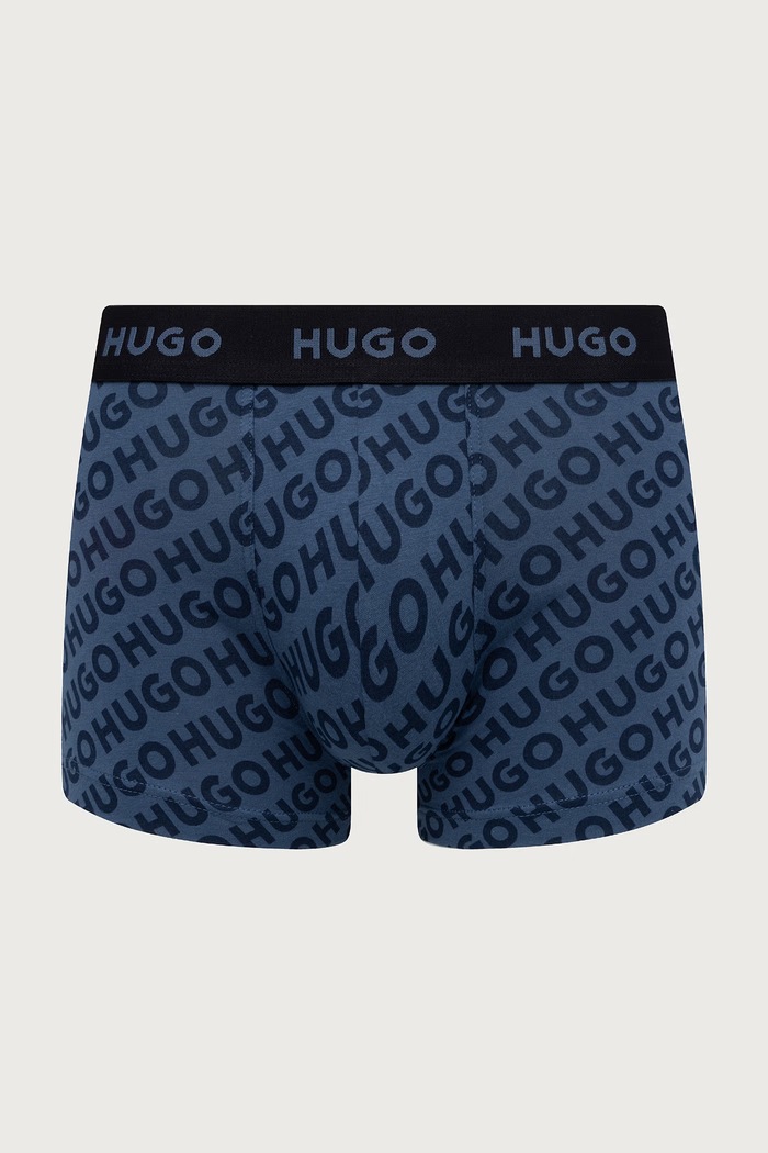 HUGO Bokserki męskie bawełniane z elastanem TRIPLET DESIGN 3-pack 50532550 granatowy SS26