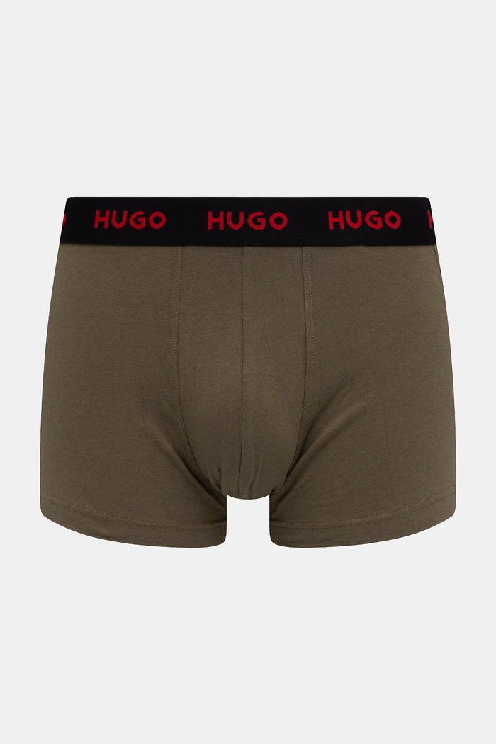 HUGO boxerky pánske bavlnené s elastanom TRIPLET DESIGN 3-pak 50532550 zelená SS26