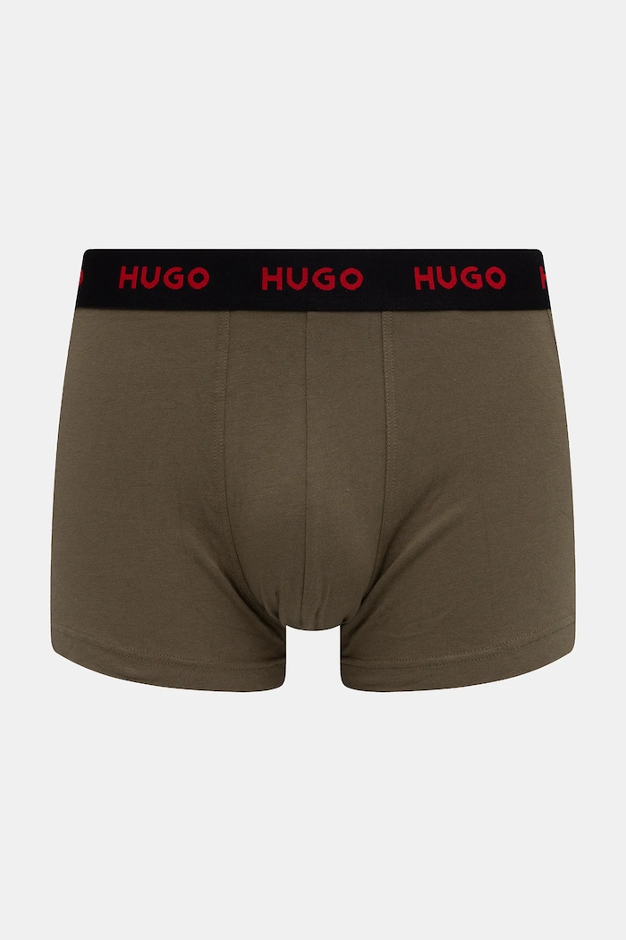 HUGO boxerky pánske bavlnené s elastanom TRIPLET DESIGN 3-pak 50532550 zelená SS26