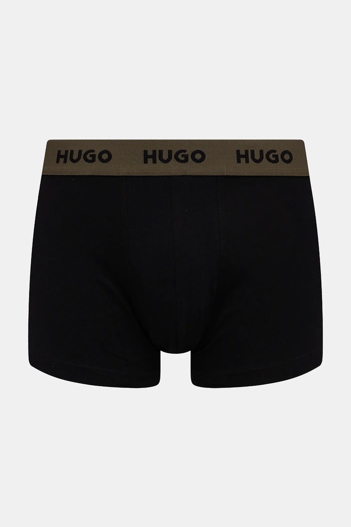 HUGO boxerky pánske bavlnené s elastanom TRIPLET DESIGN 3-pak zelená 50532550