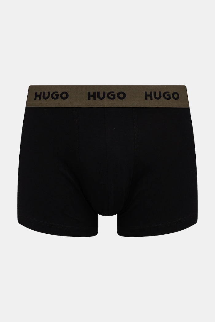 HUGO boxerky pánske bavlnené s elastanom TRIPLET DESIGN 3-pak zelená 50532550