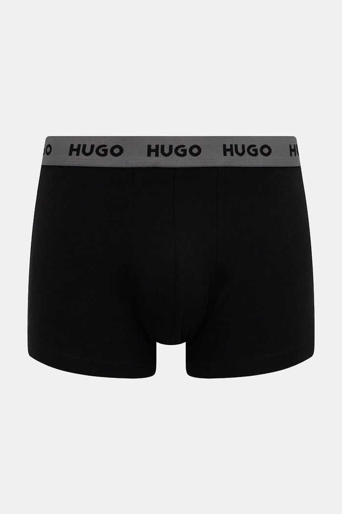 HUGO boxerky pánske bavlnené s elastanom TRIPLET DESIGN 3-pak sivá 50532550