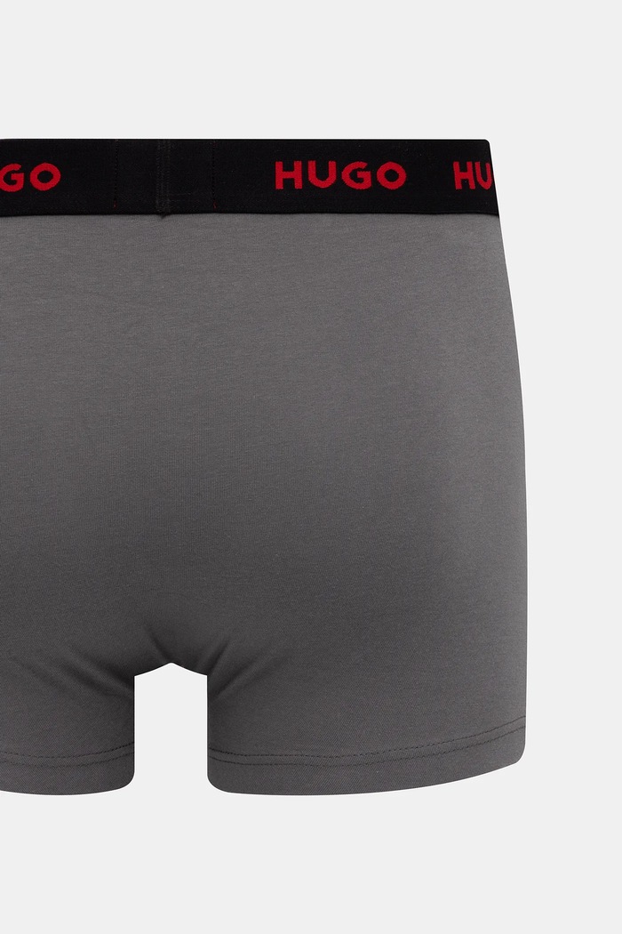 HUGO boxerky pánske bavlnené s elastanom TRIPLET DESIGN 3-pak 50532550 sivá