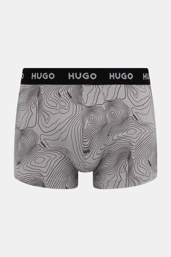 HUGO boxerky pánske bavlnené s elastanom TRIPLET DESIGN 3-pak sivá 50532550
