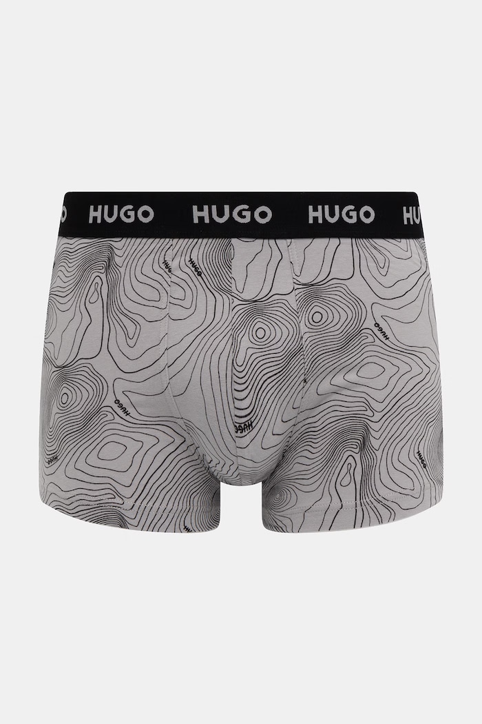 HUGO boxerky pánske bavlnené s elastanom TRIPLET DESIGN 3-pak sivá 50532550