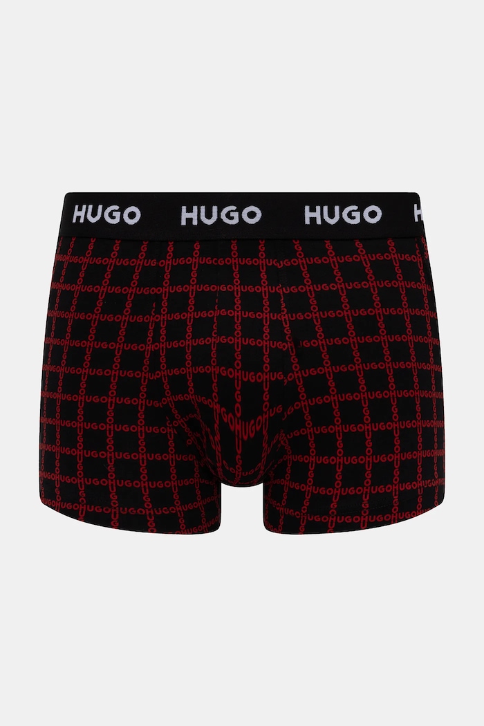 HUGO boxeri bărbați bumbac cu elastan TRIPLET DESIGN pachet de 3 negru 50532550