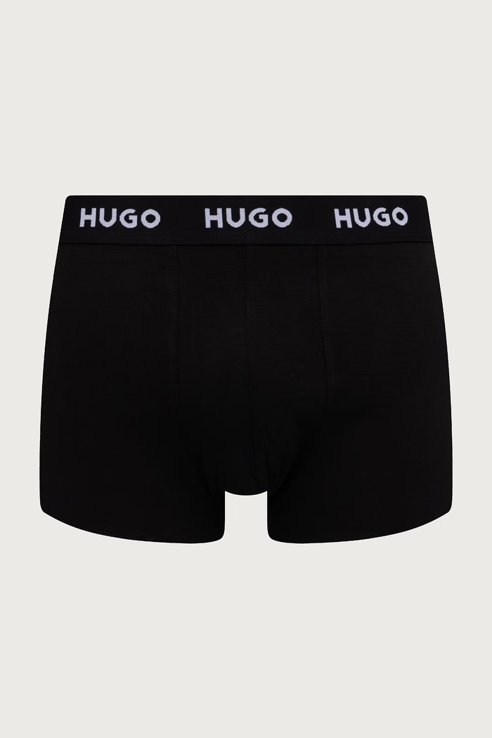 Bokserki męskie bawełniane z elastanem TRIPLET DESIGN 3-pack HUGO 50532550 czarny