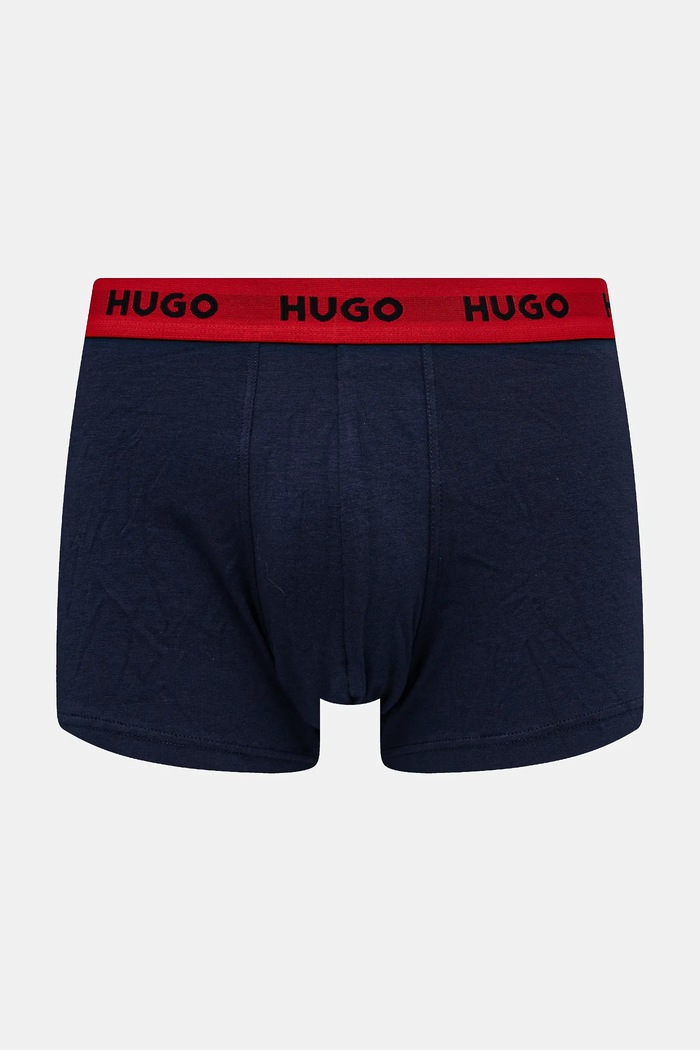HUGO boxeri bărbătești din bumbac cu elastan TRUNK TRIPLET PACK pachet de 3 50532611 rosu AA00