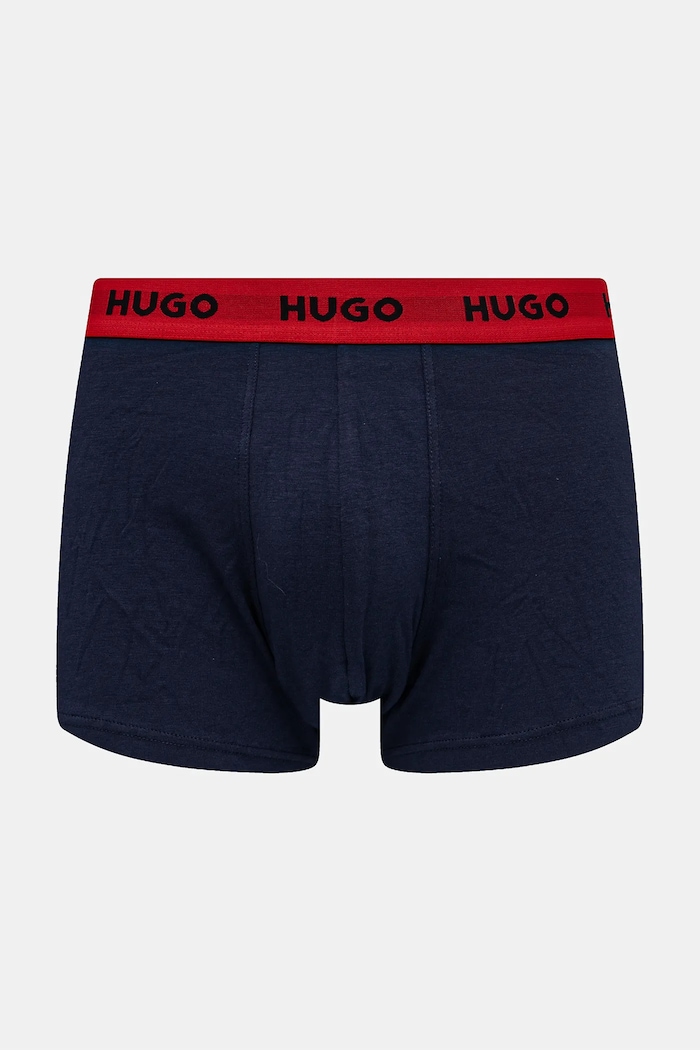 HUGO boxeri bărbătești din bumbac cu elastan TRUNK TRIPLET PACK pachet de 3 50532611 rosu AA00