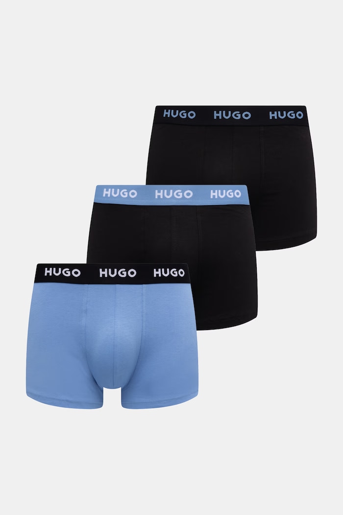 HUGO boksarice moške bombažne z elastanom TRUNK TRIPLET PACK paket 3 kosov modra 50532611