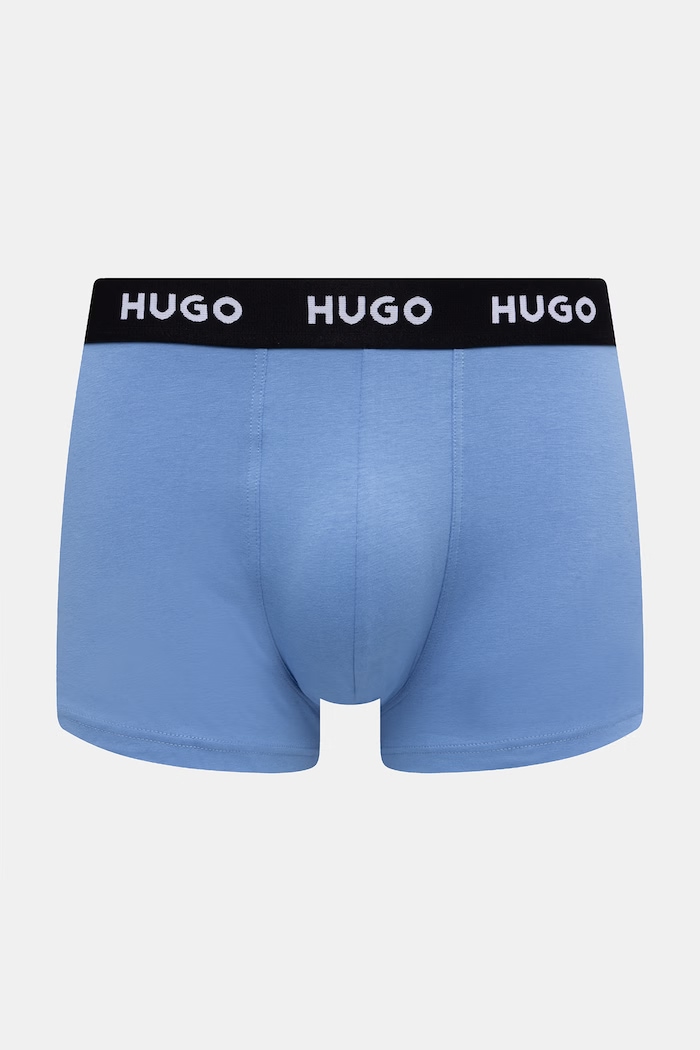 HUGO boksarice moške bombažne z elastanom TRUNK TRIPLET PACK paket 3 kosov 50532611 modra AA00