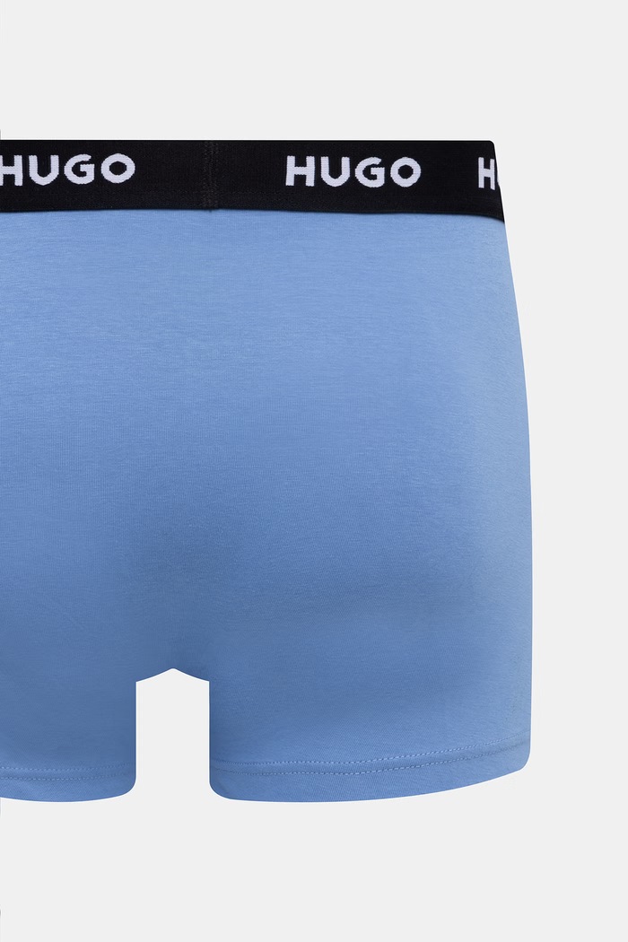 HUGO boksarice moške bombažne z elastanom TRUNK TRIPLET PACK paket 3 kosov 50532611 modra