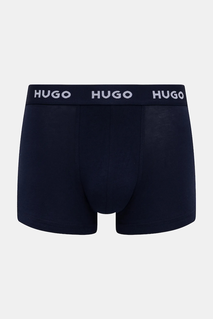 Oblečenie HUGO boxerky pánske bavlnené s elastanom TRUNK TRIPLET PACK 3-pak 50532611 modrá