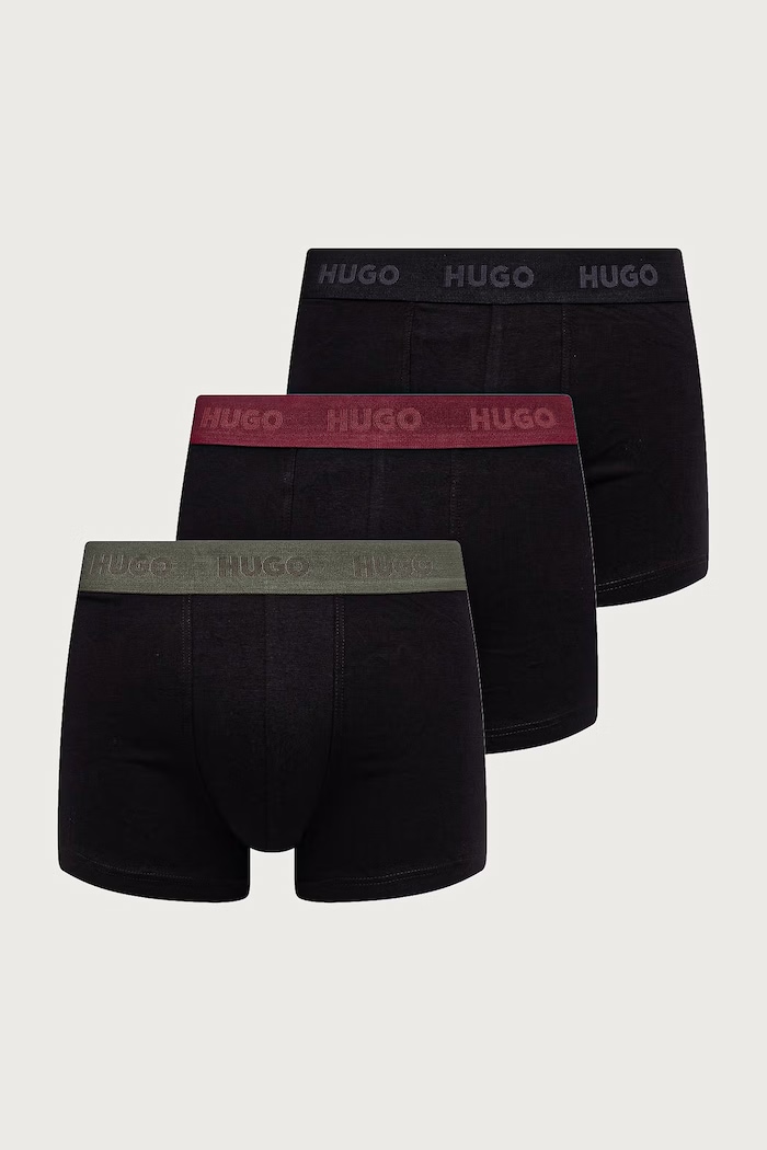HUGO Bokserki męskie bawełniane z elastanem TRUNK TRIPLET PACK 3-pack zielony 50532611