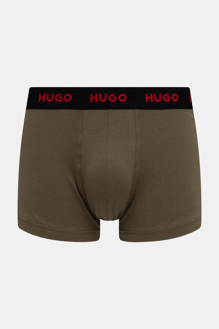 Oblečenie HUGO boxerky pánske bavlnené s elastanom TRUNK TRIPLET PACK 3-pak 50532611 hnedá