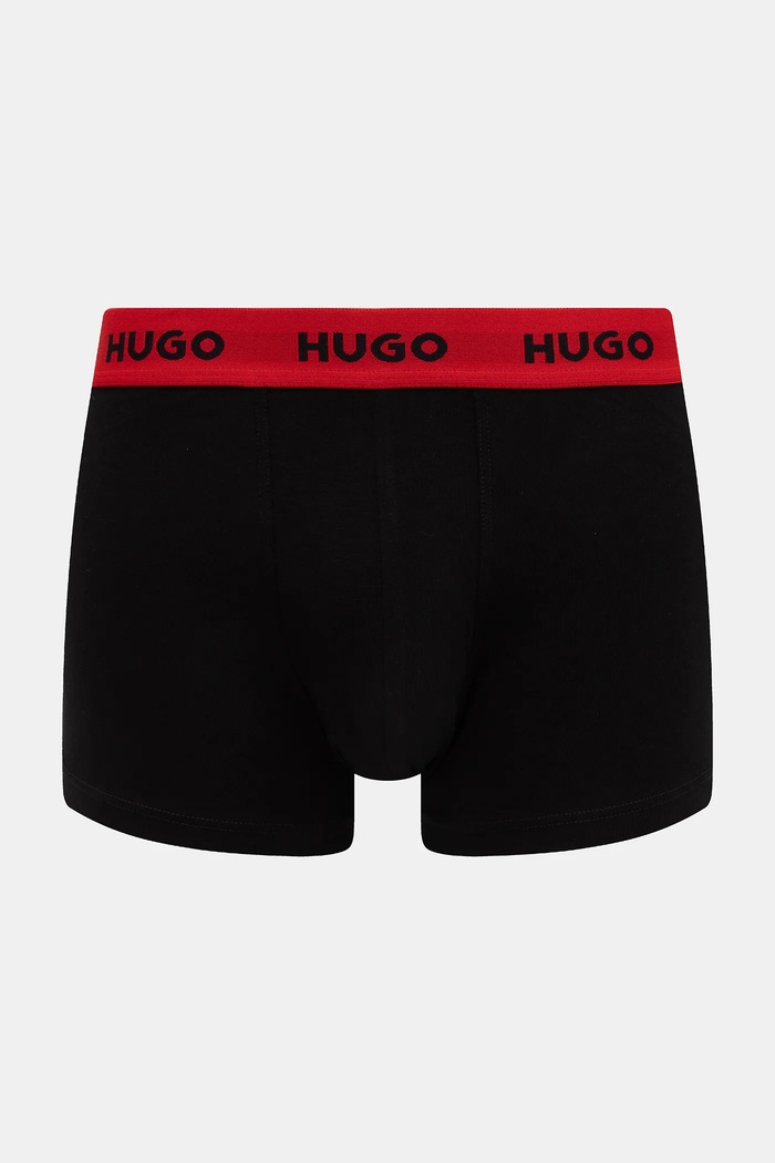 HUGO boxerky pánske bavlnené s elastanom TRUNK TRIPLET PACK 3-pack 50532611 čierna AA00