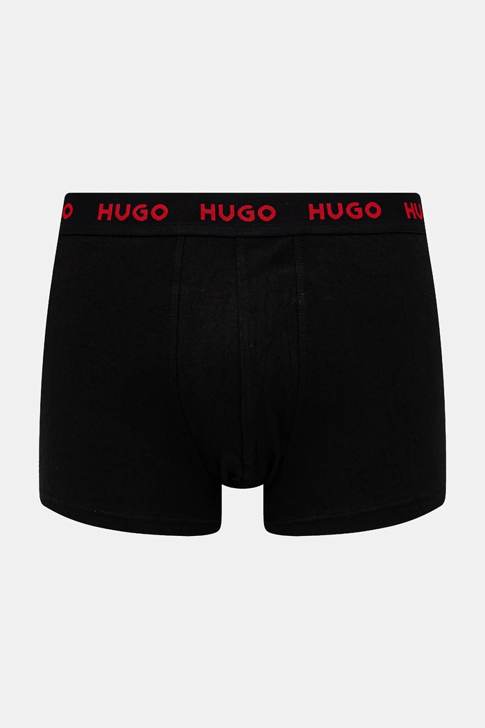 HUGO boxerky pánske bavlnené s elastanom TRUNK TRIPLET PACK 3-pak 50532611 čierna AA00
