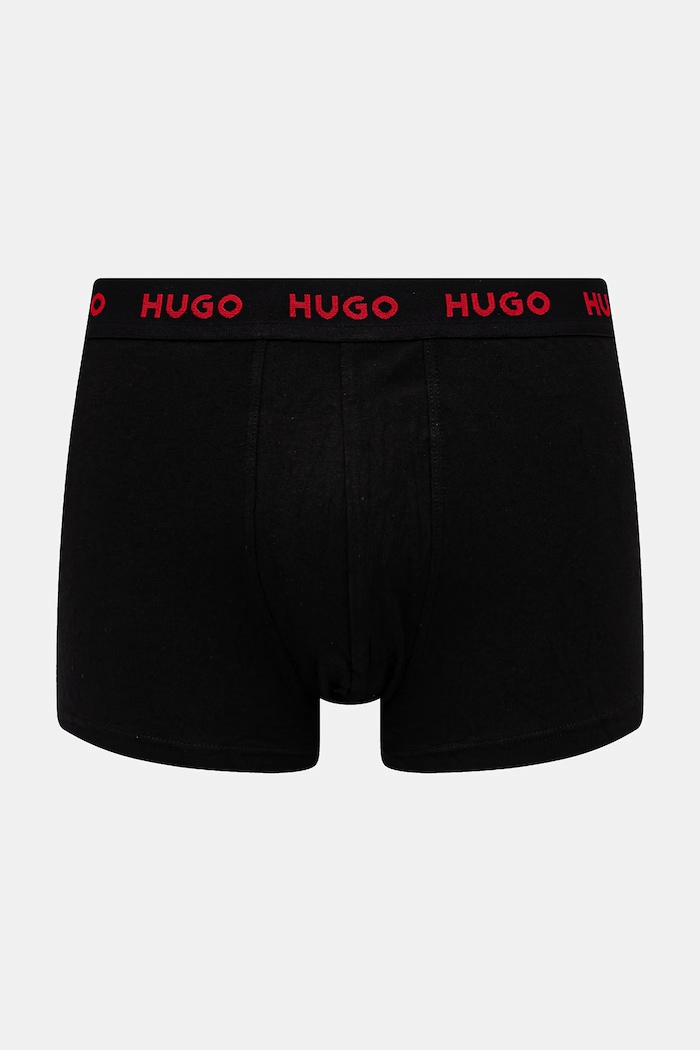 HUGO boxerky pánske bavlnené s elastanom TRUNK TRIPLET PACK 3-pak 50532611 čierna AA00
