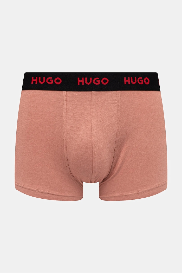 Oblečenie HUGO boxerky pánske bavlnené s elastanom TRUNK TRIPLET PACK 3-pack 50532611 čierna