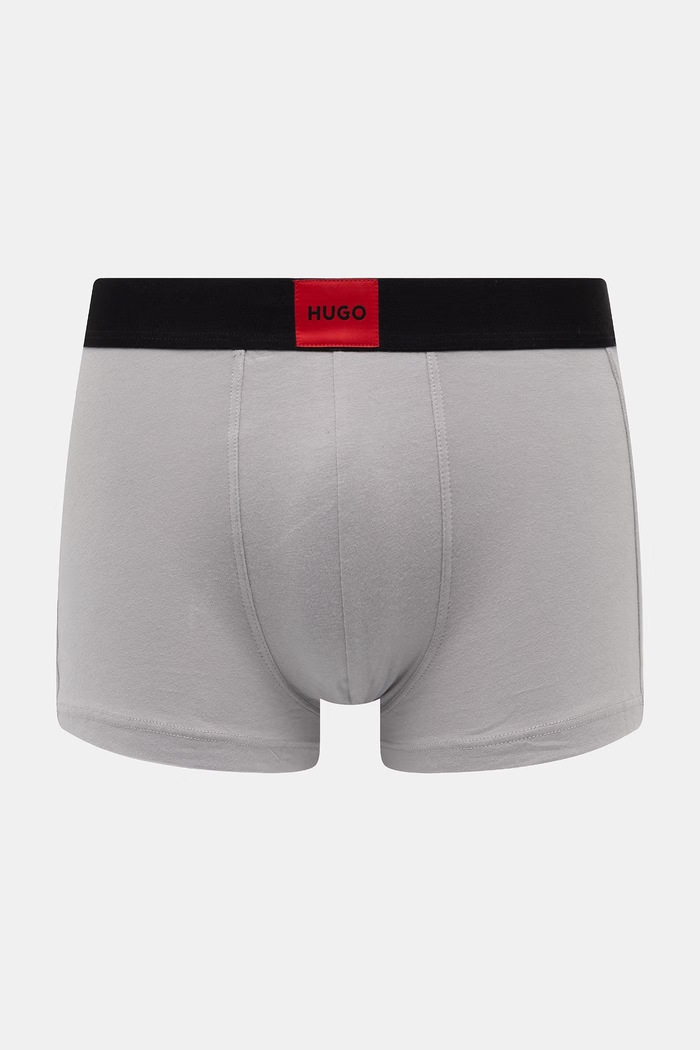 HUGO boxerky pánske bavlnené s elastanom TRUNK TRIPLET GALAXY 3-balenie sivá 50532797