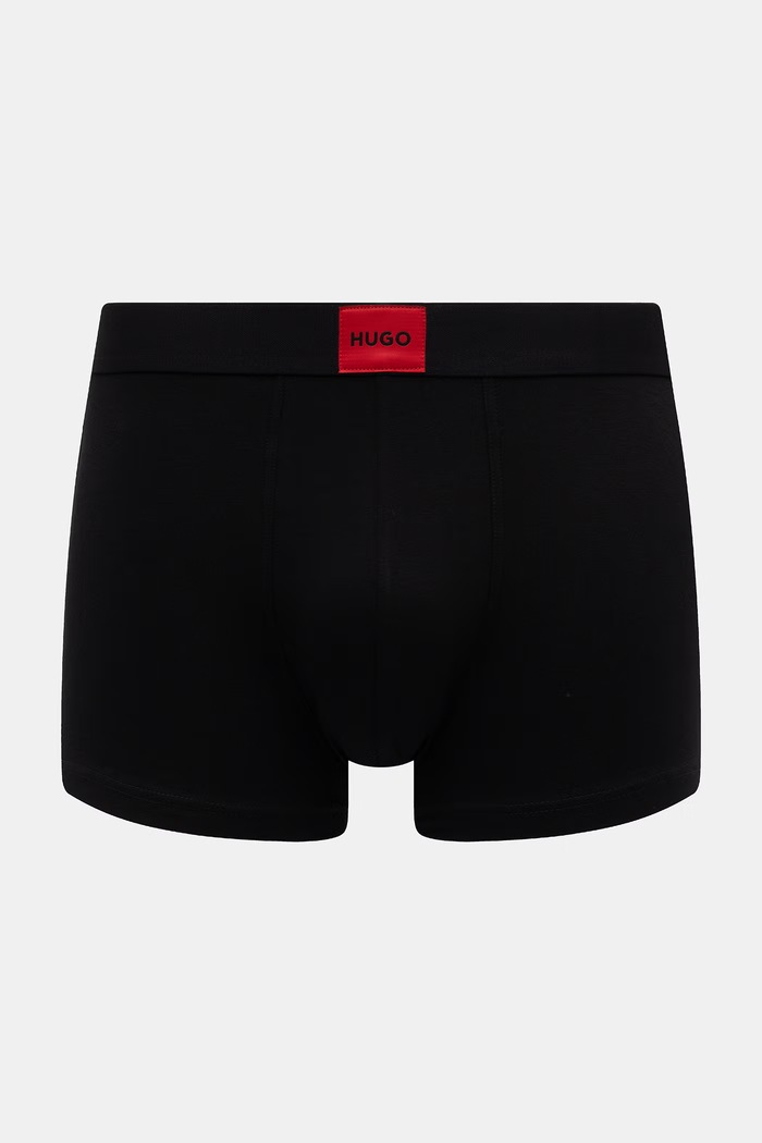 HUGO boxeri pentru bărbați din bumbac cu elastan TRUNK TRIPLET GALAXY pachet de 3 50532797 negru SS26
