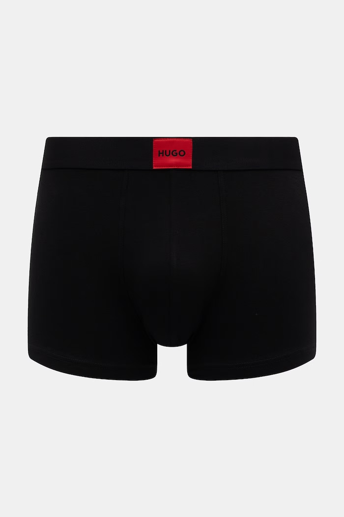 HUGO boxeri pentru bărbați din bumbac cu elastan TRUNK TRIPLET GALAXY pachet de 3 50532797 negru SS26