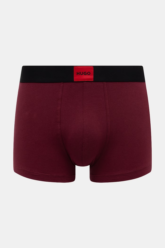 HUGO boxeri pentru bărbați din bumbac cu elastan TRUNK TRIPLET GALAXY pachet de 3 negru 50532797