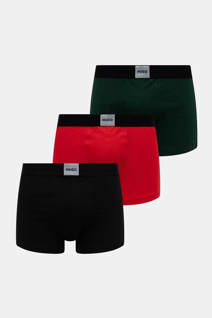 HUGO boxeri bărbați bumbac cu elastan TRUNK TRIPLET GALAXY pachet de 3 negru 50532797